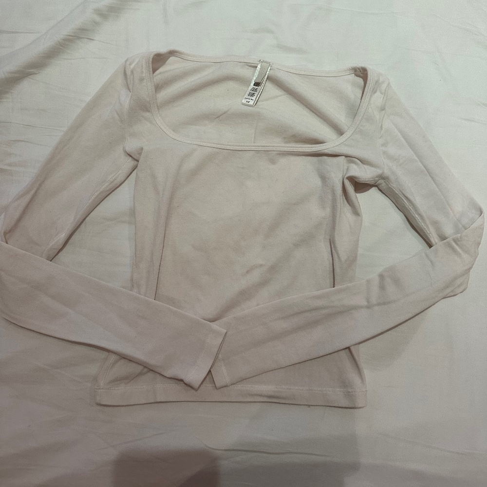 Skims New Vintage Scoop Long Sleeve T-Shirt in Marble, XXS